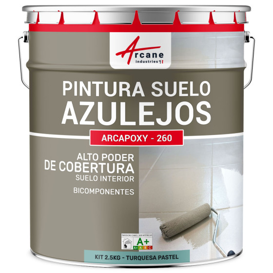 Pintura para Suelo de Baldosas Resina epoxi Arcapoxy RAL 6034 Turquesa Pastel 2.5 kg (hasta 12.5 m² en 2 capas)