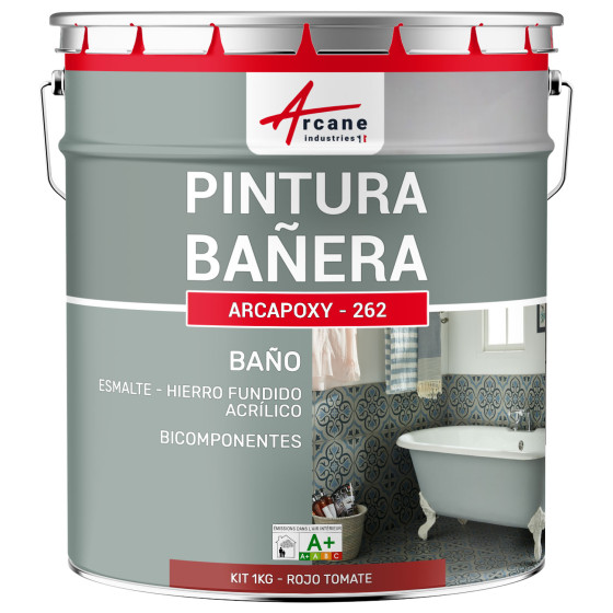 Resina para renovación de bañeras - esmaltes de baño ARCAPOXY BAÑERA RAL 3013 Rojo Tomate 1 kg (hasta 3 m² en 2 capas)