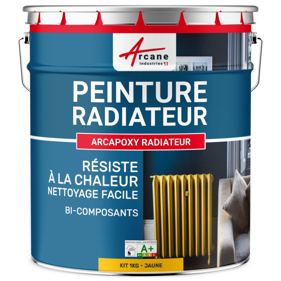 Peinture radiateur / chauffage-Kit1Kg-Ral-1023-Jaune-Aspect / Couleur Peinture radiateur / chauffage-Kit1Kg-Ral-1023-Jaune-Aspect / Couleur