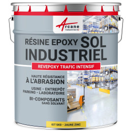 Peinture époxy sol industriel et parking - REVEPOXY TRAFIC INTENSIF-kit5Kg-Jaune-zinc-ral-1018-Aspect / Couleur