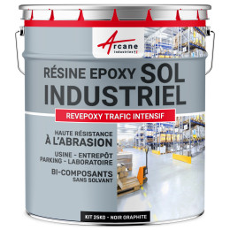 Peinture époxy sol industriel et parking - REVEPOXY TRAFIC INTENSIF-kit25Kg-Noir-graphite-ral-9011-Aspect / Couleur