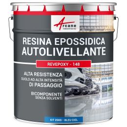 Resina Epossidica per Pavimenti, Autolivellante - REVEPOXY - 148 25 kg Blu Cielo - RAL 5015