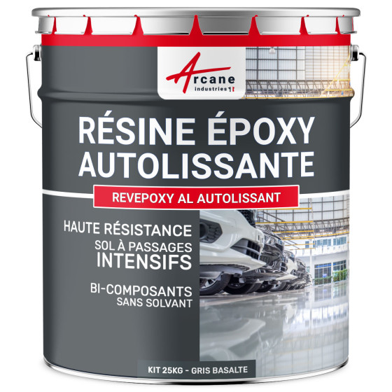 Résine Autolissante Epoxy Sol Carrelage - REVEPOXY AL AUTOLISSANT-kit25kg-Gris-basalte-ral-7012-Aspect / Couleur