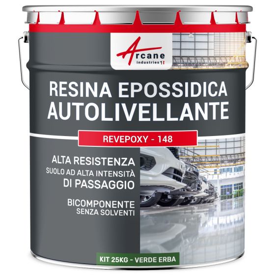 Resina Epossidica per Pavimenti, Autolivellante - REVEPOXY - 148 25 kg Verde Erba - RAL 6010
