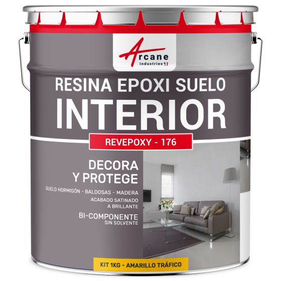 Resina Epoxi Decorativa para Suelo Interior REVEPOXY DECO Amarillo tráfico RAL 1023 1 kg (hasta 5 m² en 2 capas)