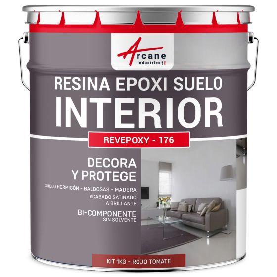 Resina Epoxi Decorativa para Suelo Interior REVEPOXY DECO RAL 3013 Rojo Tomate 1 kg (hasta 5 m² en 2 capas)