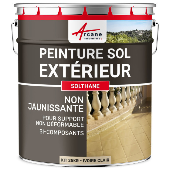 Peinture Béton Extérieur Sol - SOLTHANE-kit25kg-Ivoire-claire-ral-1015-Aspect / Couleur