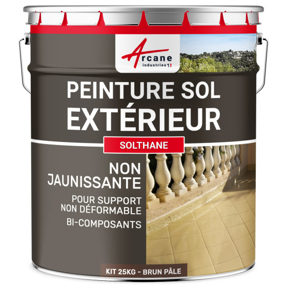 Peinture Béton Extérieur Sol - SOLTHANE-kit25kg-Brun-pale-ral-8025-Aspect / Couleur