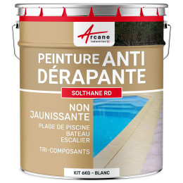 Peinture antidérapante sol extérieur intérieur - RÉSINE SOLTHANE RD-Kit6kg-Blanc-Aspect / Couleur