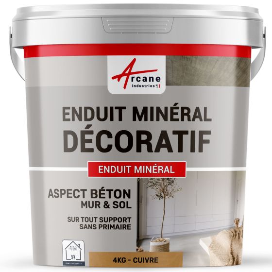 ENDUIT MINERAL DECORATIF COLORE ASPECT BETON - enduit de décoration murale et sol-4Kg-Cuivre-Aspect / Couleur