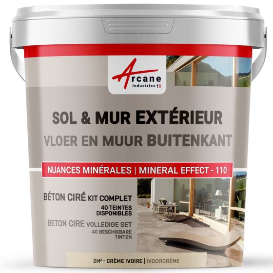 KIT  BETON CIRE BUITEN - beton cire voor buiten voor vloer. muur. terras. balkon. trap Kleur:Ivoorcrème - 2 m² (in 2 lagen)