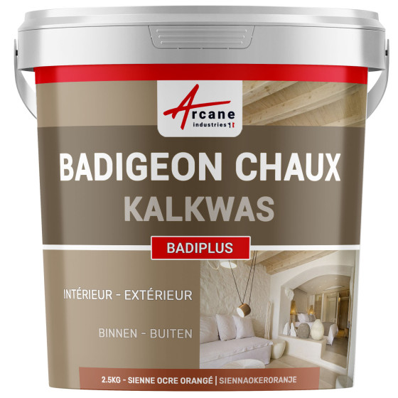 Kalkpleister voor Binnenmuren en Buiten Gevels - BADIPLUS Kleur:Siennaokeroranje - 2.5 kg (tot 12.5 m²)