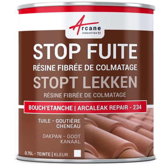 Verf voor vezelversterkte afdichting - Dakpan. dakgoot. gootafdichter: ARCALEAK REPAIR -234 Kleur:Wit - 0.75 L