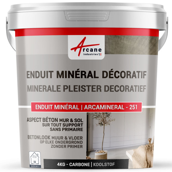 DECORATIEVE GEKLEURDE MINERALE PLEISTER MET BETONLOOK - Muur- en vloerdecoratiepleister 4 kg - Kleur:Koolstof