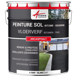 Bitumenverf / Teerverf: Harsverf voor asfalt. teer. mengsel - ARCASPHALT Kleur:Wit - 3.75 kg (tot 7.5 m² in 2 lagen)