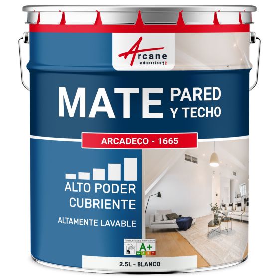 Pintura mural acrílica mate: ARCADECO MUR MAT 2.5 L - Blanco