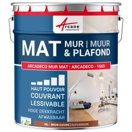 Peinture murale acrylique mate : ARCADÉCO MUR MAT 10 L - Koperbruin - RAL 8004