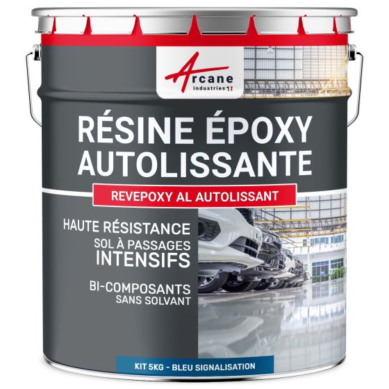 Résine Epoxy Sol, autolissante - REVEPOXY AL AUTOLISSANT 5 Kg (jusqu'à 10 m² en 2 couches) - Bleu signalisation - RAL 5017