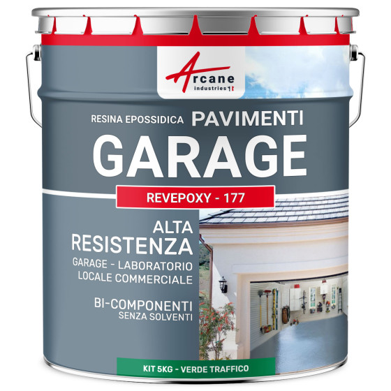Resina per pavimenti di garage - Vernice epossidica per pavimenti : REVEPOXY - 177 5 kg - Verde segnaletica - RAL 6024