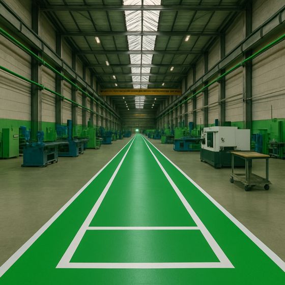 Peinture époxy sol industriel et parking - REVEPOXY TRAFIC INTENSIF  - Mise en situation - Vert signalisation