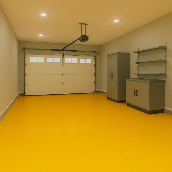 Résine sol garage - Peinture époxy sol : REVEPOXY GARAGE - Mise en situation - Jaune signalisation