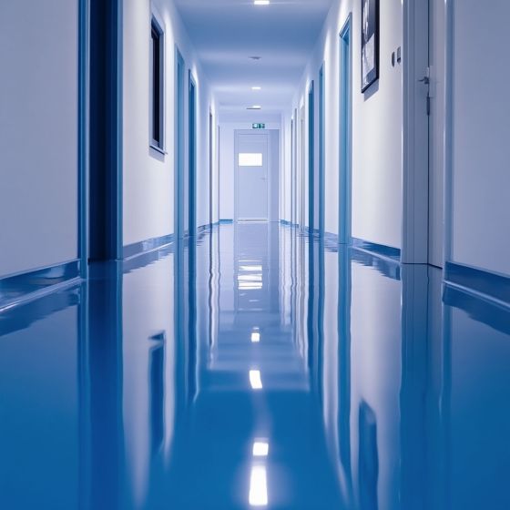 Résine Epoxy Sol, autolissante - REVEPOXY AL AUTOLISSANT - Mise en situation - Bleu signalisation