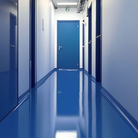 Résine Epoxy Sol, autolissante - REVEPOXY AL AUTOLISSANT - Mise en situation - Bleu signalisation