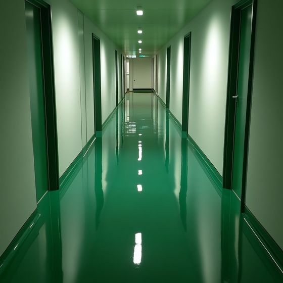 Résine Epoxy Sol, autolissante - REVEPOXY AL AUTOLISSANT - Mise en situation - Vert signalisation