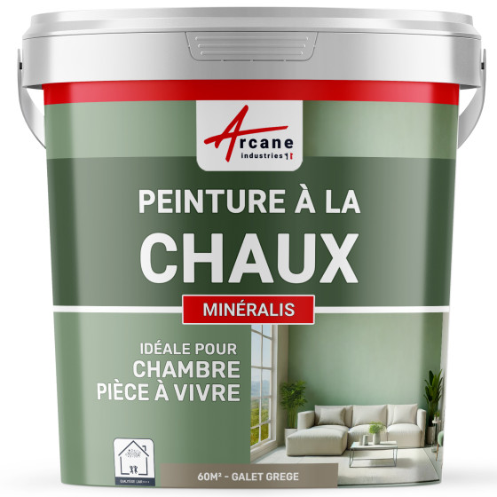 Peinture à la Chaux Intérieure - MINERALIS Galet Grège - 60 m² (2x5 kg en 1 couche)