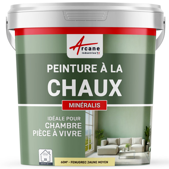 Peinture à la Chaux Intérieure - MINERALIS Fenugrec Jaune Moyen - 60 m² (2x5 kg en 1 couche)