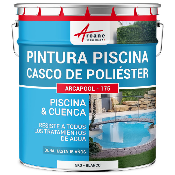 Pintura blanca para piscinas de casco de poliéster. hormigón - ARCAPOOL - 175 5 kg (15m² ) - Blanco