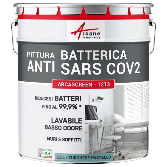Pittura anti batterica verde. muro e soffitto: ARCASCREEN - 1213 2.5 L - Turchese Pastello - RAL 6034