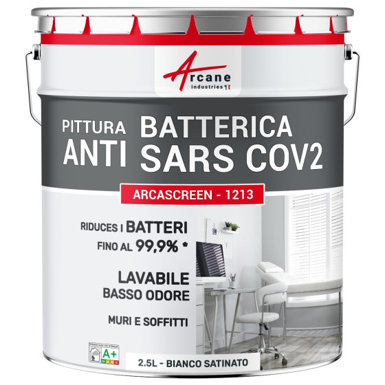 Pittura antibatterica bianca. per muri e soffitti: ARCASCREEN - 1213 Bianco - 2.5 L