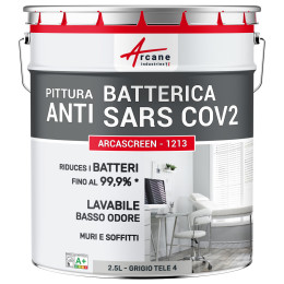 Vernice antibatterica grigia. per pareti e soffitti: ARCASCREEN - 1213 Grigio tele 4 - RAL 7047 - 2.5 L