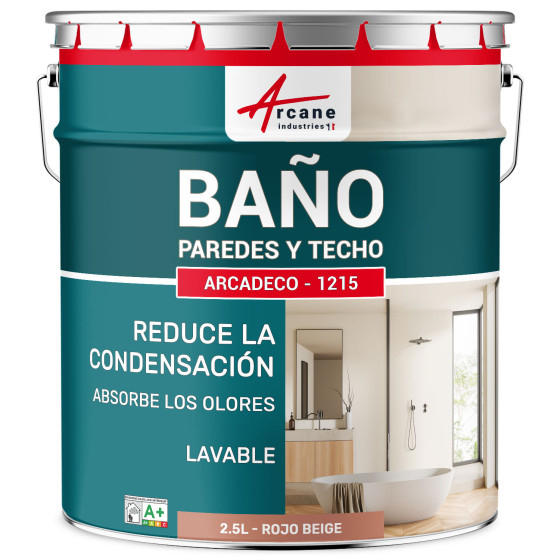 Peinture salle de bain rouge mur et plafond :ARCADÉCO SALLE DE BAIN