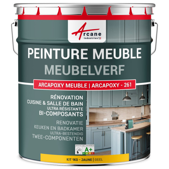 Meubelverf voor Keuken. Werkblad en Badkamer - ARCAPOXY -261 Verkeersgeel - RAL 1023 - 1 kg tot 12 m²