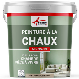 Peinture Beige à la Chaux Naturelle Intérieure - MINERALIS Muscade Gris Rose - 60 m² 2x5 kg en 1 couche