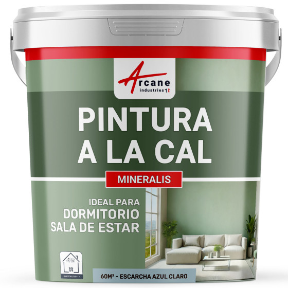 Pintura Azul de Cal Natural para Interiores - MINERALIS Escarcha Azul Claro - 60 m² 2x5 kg en una capa