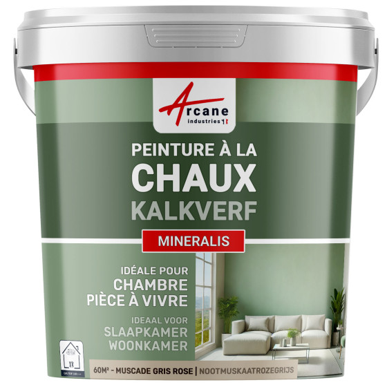 Natuurlijke Kalkverf voor Binnen - MINERALIS Nootmuskaatrozegrijs - 60 m² 2x5 kg in 1 laag