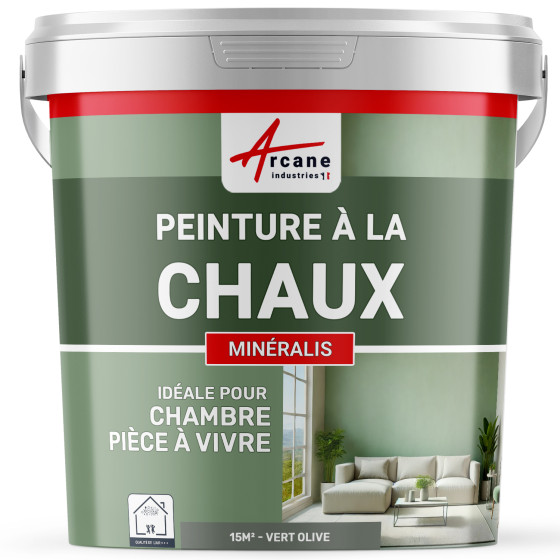 Peinture Grise à la Chaux Naturelle Intérieure - MINERALIS Olive Vert - 15 m² 2.5 kg en 1 couche Peinture Grise à la Chaux Naturelle Intérieure - MINERALIS Olive Vert - 15 m² 2.5 kg en 1 couche