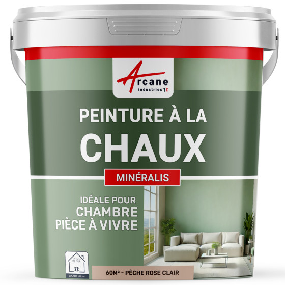 Peinture Rose à la Chaux Naturelle Intérieure - MINERALIS Pêche Rose Clair - 60 m² 2x5 kg en 1 couche