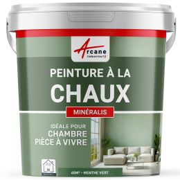 Peinture Verte à la Chaux Naturelle Intérieure - MINERALIS Menthe Vert - 60 m² 2x5 kg en 1 couche