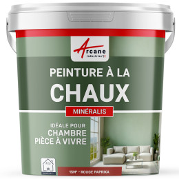 Peinture Rouge à la Chaux Naturelle Intérieure - MINERALIS Paprika Rouge - 15 m² 2.5 kg en 1 couche
