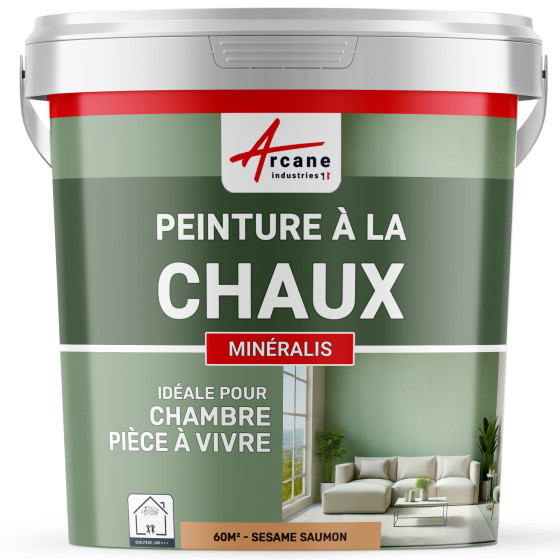 Peinture Orange à la Chaux Naturelle Intérieure - MINERALIS Sésame Saumon - 60 m² 2x5 kg en 1 couche
