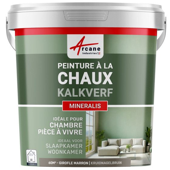 Kalkverf voor Binnen - MINERALIS Kruidnagelbruin - 60 m² 2x5 kg in 1 laag