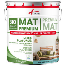 Matte Muur- en Plafondverf: ARCADECO -1219 2.5 L 30m²  - Lichtgroen - RAL 6027