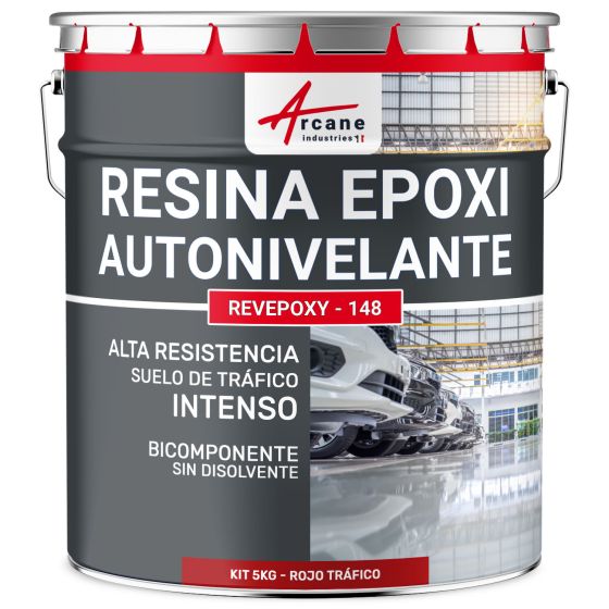 Resina epoxi para suelos, autonivelante - REVEPOXY - 148 - 5 kg - Rojo señales - RAL 3020