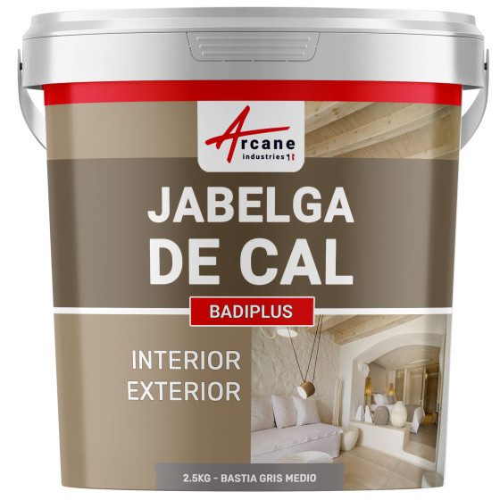 Jabelga de Cal para Paredes Interiores y Fachadas Exteriores - BADIPLUS Bastia - Gris Medio - 2.5 kg  12.5 m²