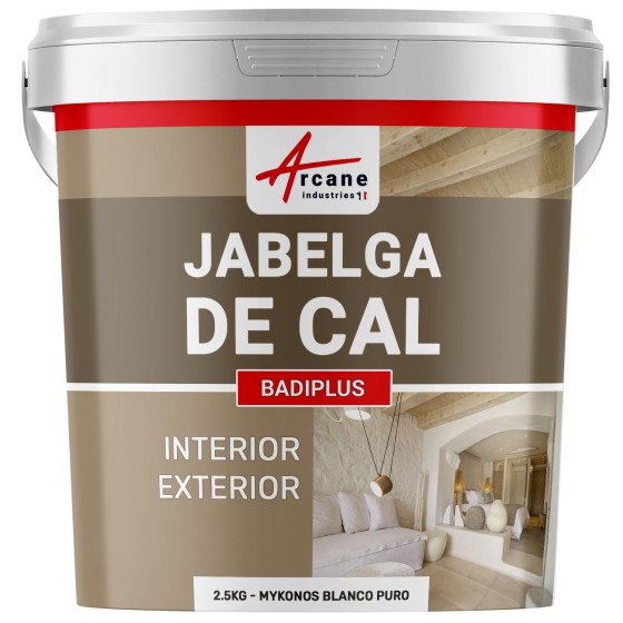 Jabelga de Cal para Paredes Interiores y Fachadas Exteriores - BADIPLUS 2.5 kg  12.5 m²  - Miconos Blanco Puro