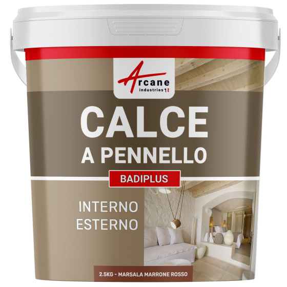 Calce a Pennello Rosso per Muri Interni e Facciate Esterne - BADIPLUS Marsala Bruno Rosso - 2.5 kg  12.5 m²
